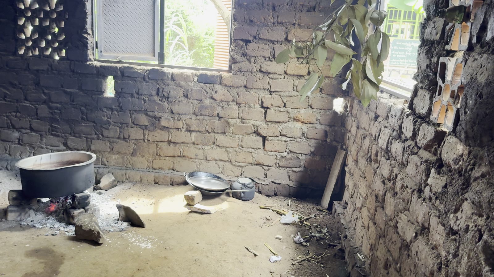 School meals cooking over wood fires