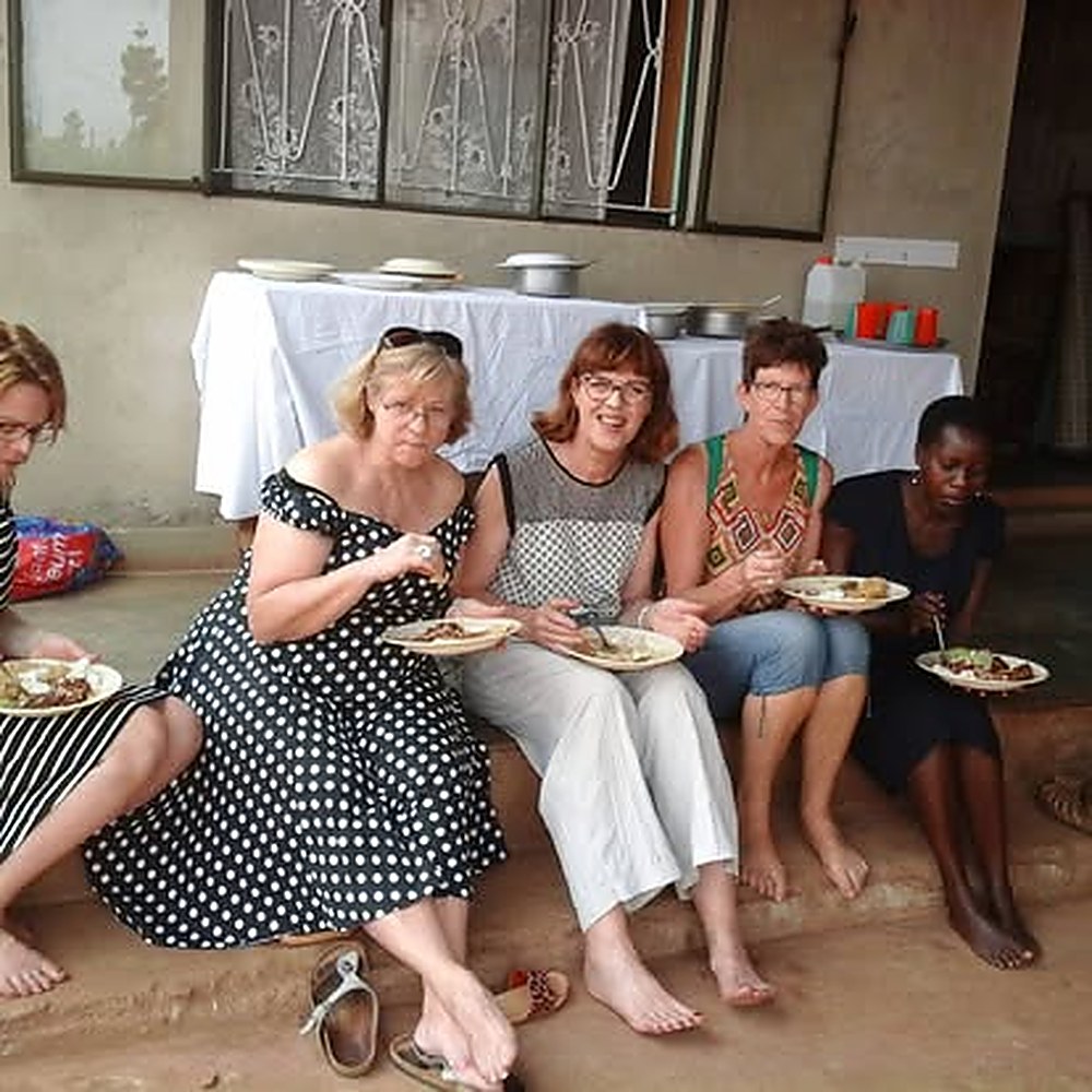 Sharing a meal with visiting friends