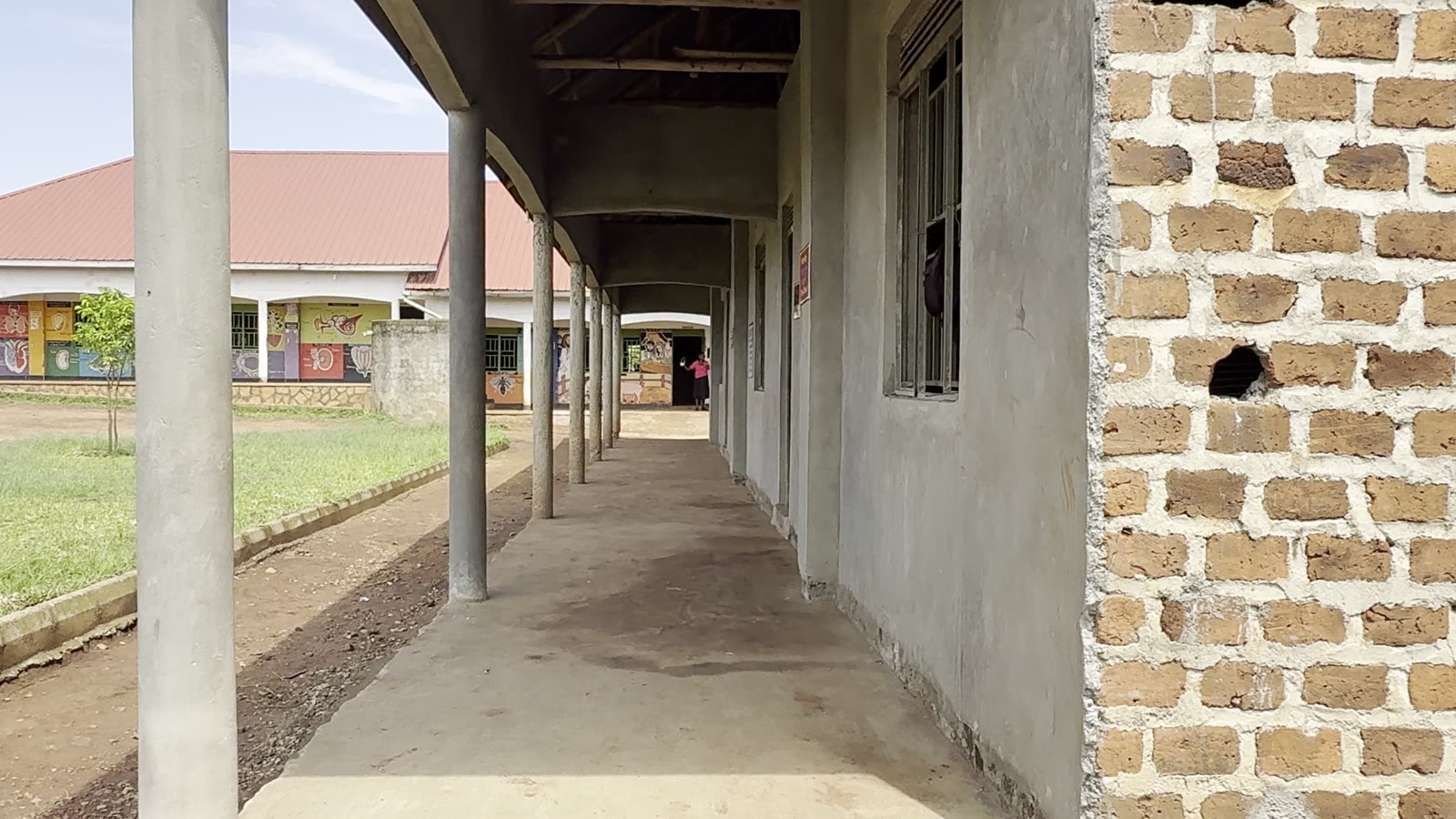 The verandah of the new brick classroom block