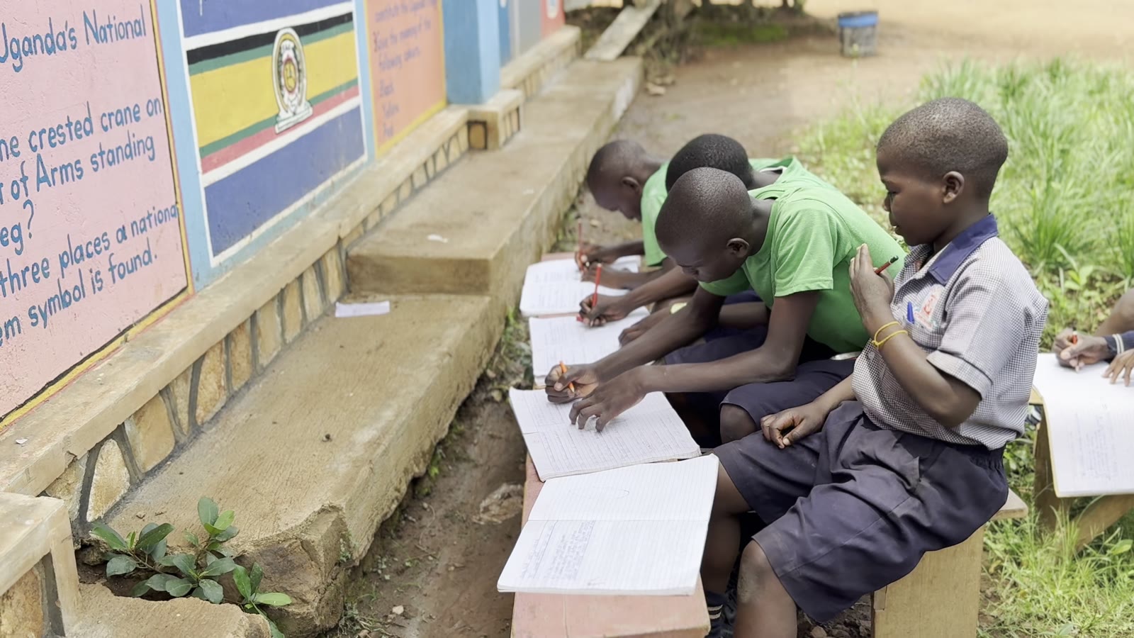 Studying outside by the murals